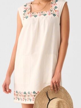 Faherty Hailee Embroidered Boho Mini Dress White Style WDS2349 Sz XXS NWT Cotton
